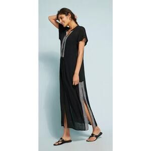 Anthropologie Seafolly Pennata Embroidered Maxi Bohemian Beach Cover Size Small